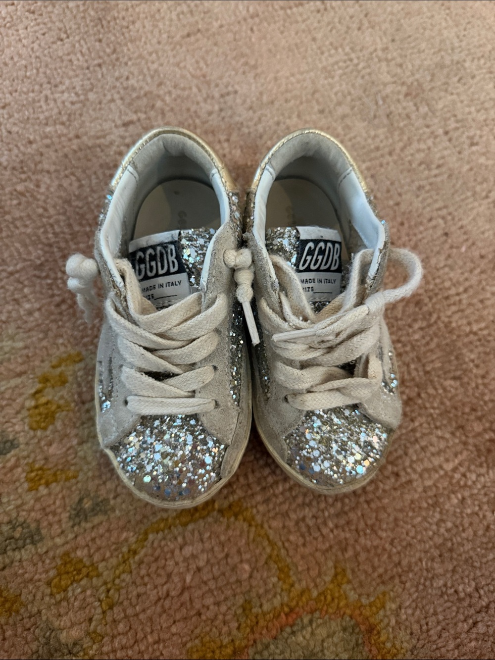 Kids Cream Glitter Sneakers Golden Goose